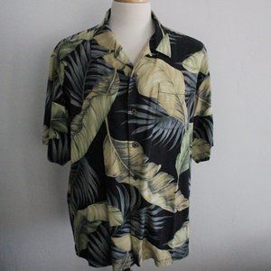 Tommy Bahama Mens Silk Floral Palm Hawaiian Multicolor Shirt - XL